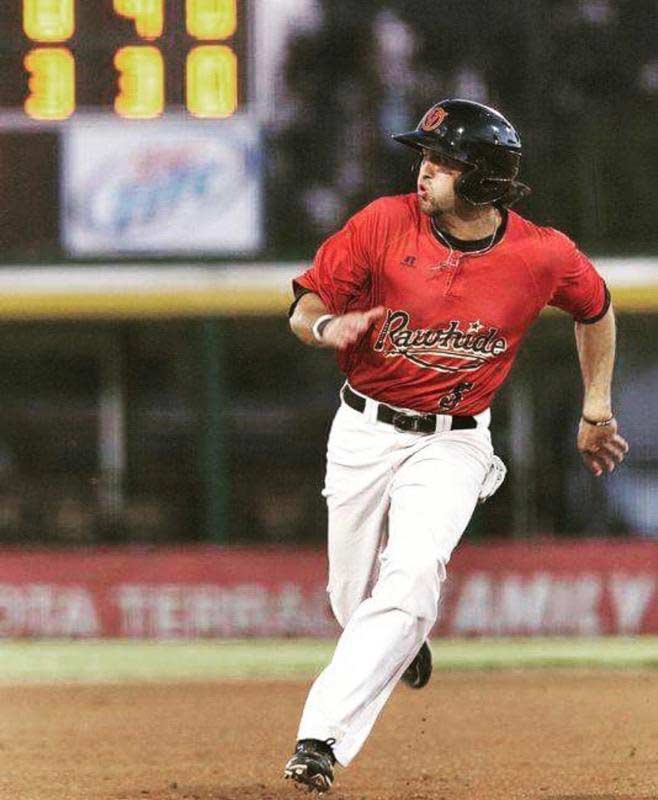Breland Almadova running bases during a baseball game