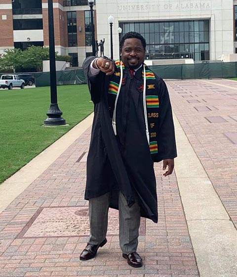 Thaddeus Garrett outside Bryant Denny Stadium